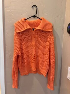 Orange Half-Zip Sweater